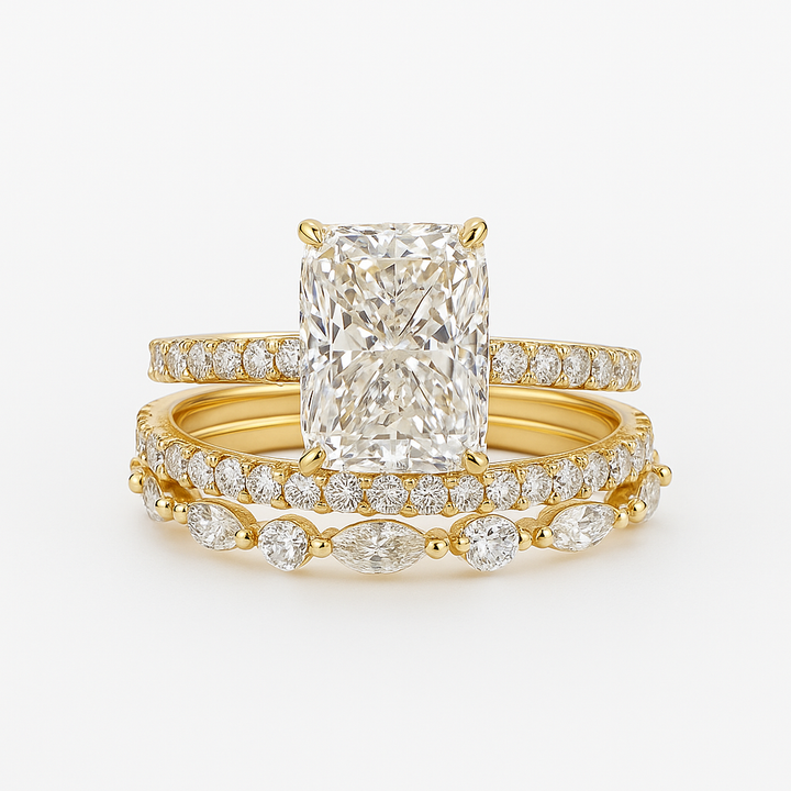 Jaily™ | 18K Gold 3-Piece Wedding Ring Set