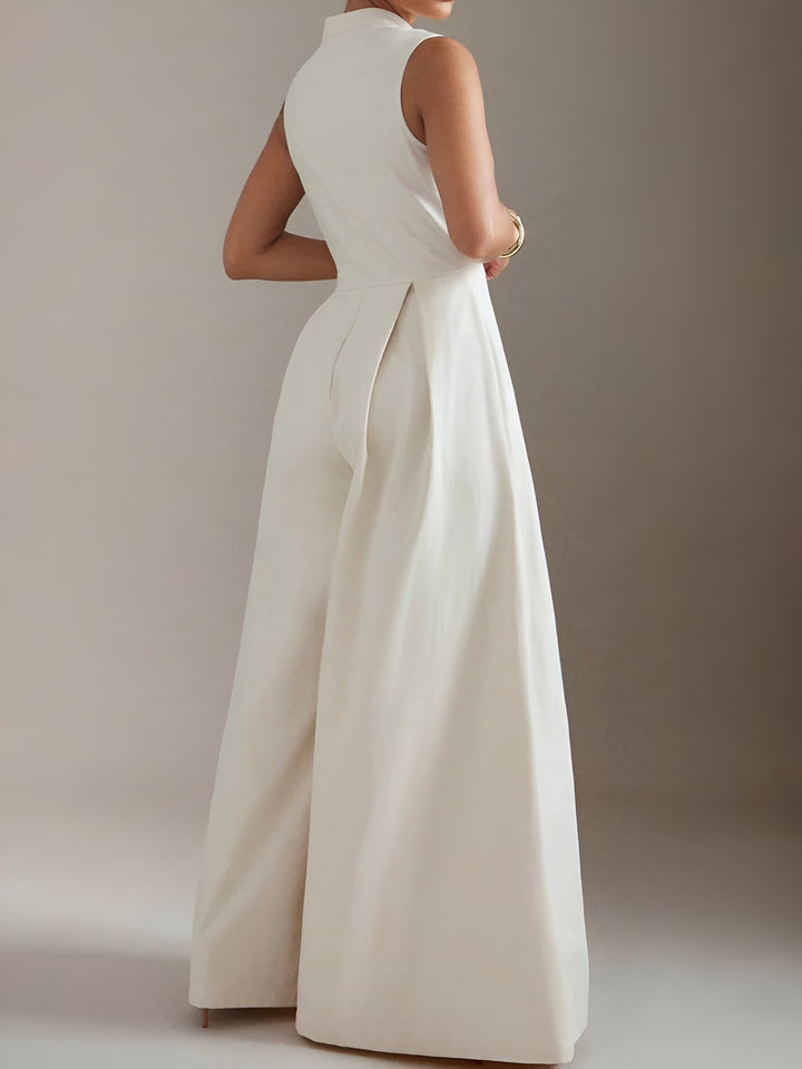 Amelia™ | Wide Leg Zip-Up Sleeveless Jumpsuit