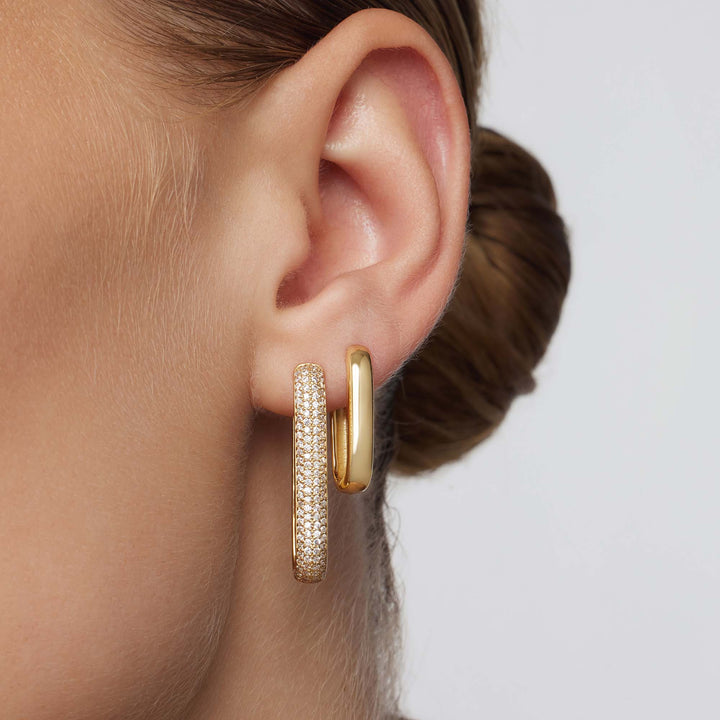 Icona™ | 16K Gold Large Pave Hoop Earrings