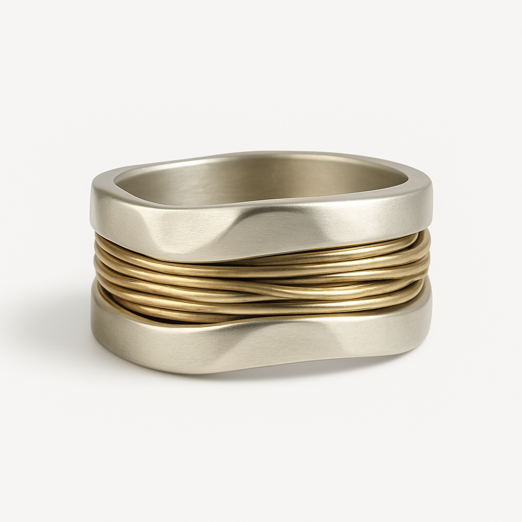 Sofia™ | Ladies Silver and Gold Thread Ring
