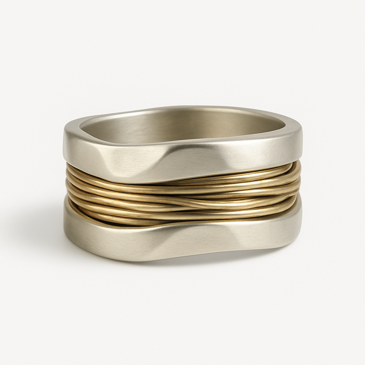 Sofia™ | Ladies Silver and Gold Thread Ring