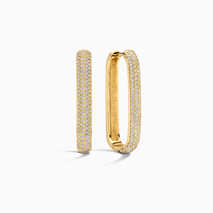 Icona™ | 16K Gold Large Pave Hoop Earrings