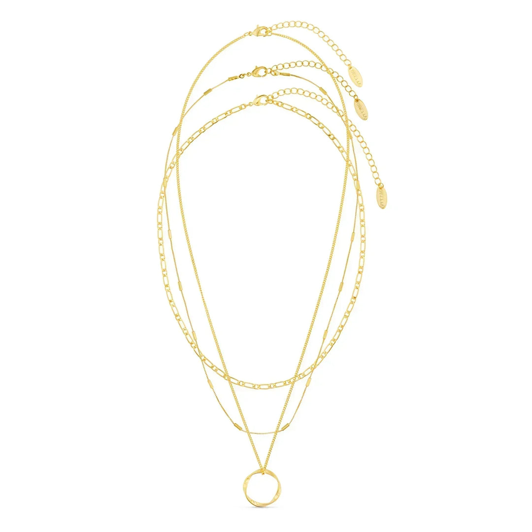 Circa™ | 18K Gold Open Circle Triple Row Necklace
