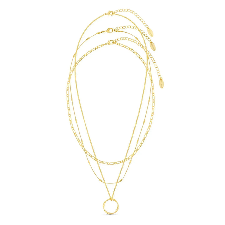 Circa™ | 18K Gold Open Circle Triple Row Necklace