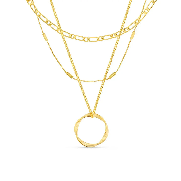 Circa™ | 18K Gold Open Circle Triple Row Necklace