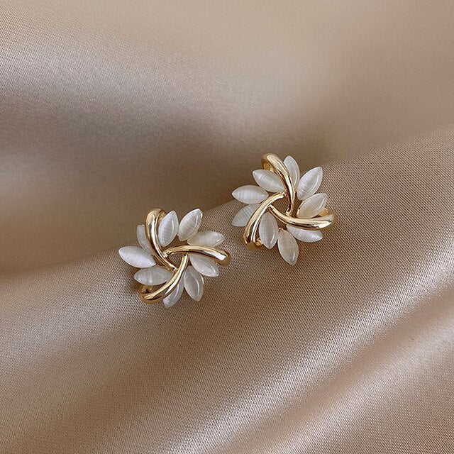 Lila™ | Elegant White Opal Earrings for Ladies
