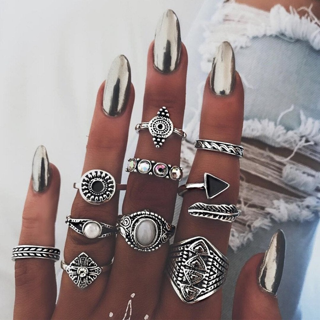 Alisa™ | Unique Handmade Silver Rings Set