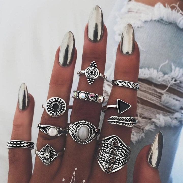 Alisa™ | Unique Handmade Silver Rings Set