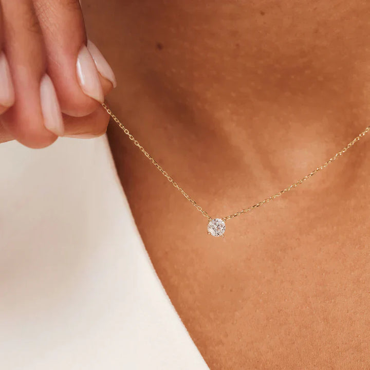 Clea™ | 14K Gold Moissanite Stone Necklace